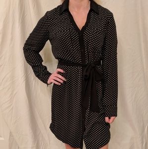 Express black with white polka dot dress